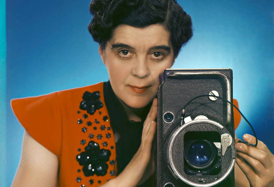 <p>Self-Portrait with Vivex One-Shot Camera by Yevonde (1937)</p>