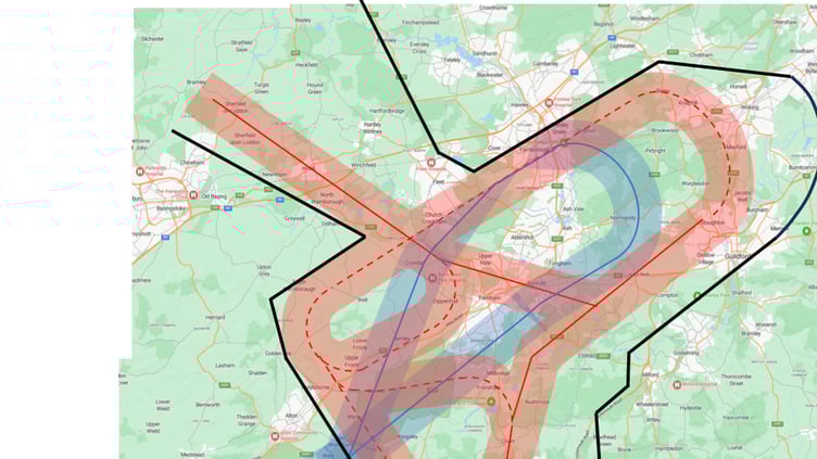 New, defined flight tracks for incoming and outgoing Farnborough Airport flights were implemented in 2019 – and have been blamed for a huge increase in over-flights for some rural areas and villages