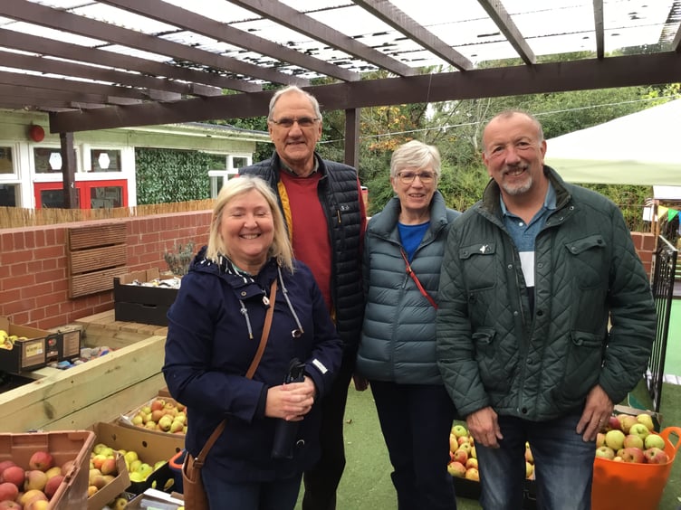 Some of the visitors to Langford Budville School's 'Apple Day'.