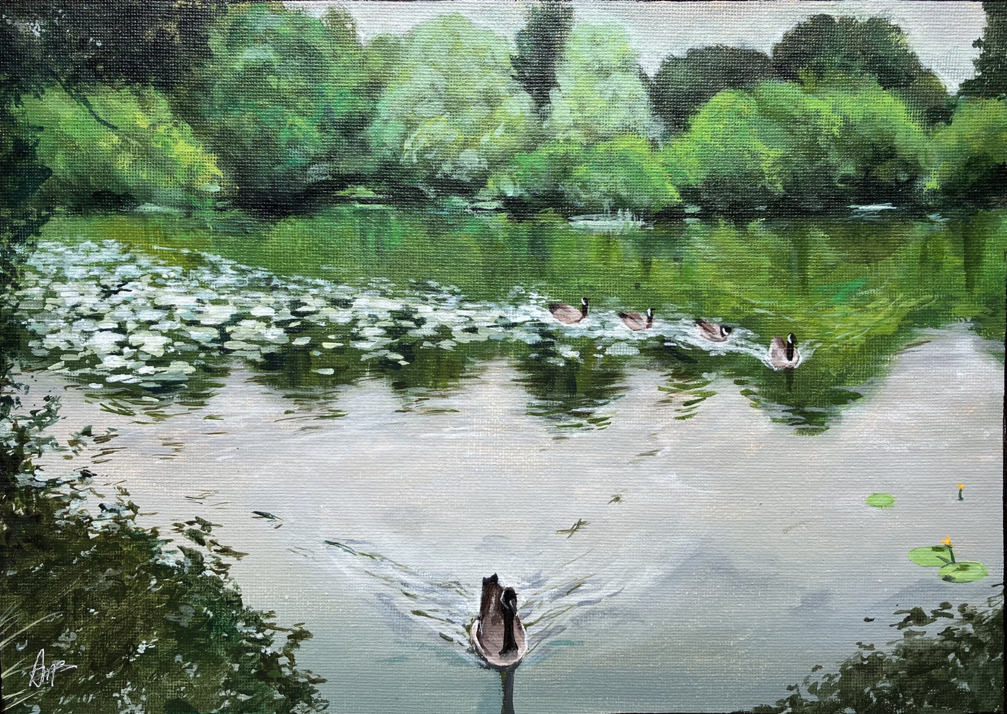 Joint runner-up, 12-18 years category: Angelie Pickett, (16) from Ugborough: Painting of Filham Lake, South Hams.