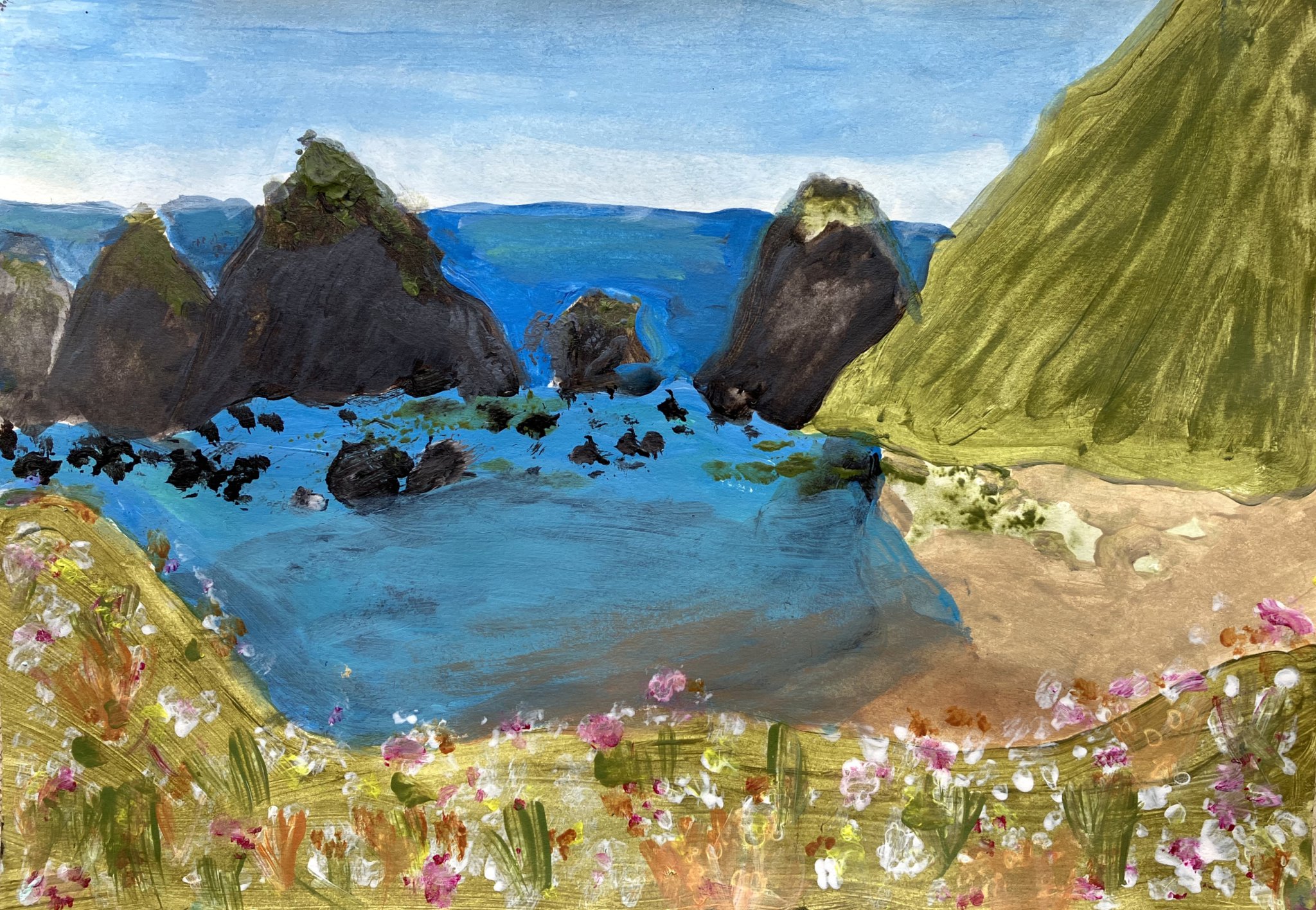 Joint winner in the 7-11 years category: Ava Baxter, (10) from Yeoford: Painting of Soar Mill Cove, Bolt Head, South Hams.