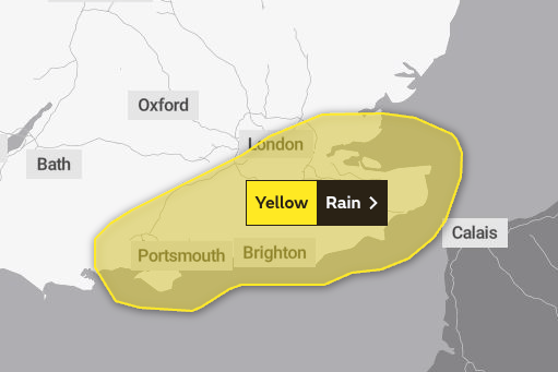 The Met Office is warning of heavy showers across the South East this weekend