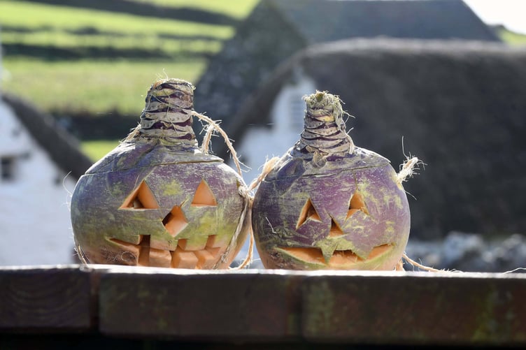 All smiles - a pair of perfectly carved turnips