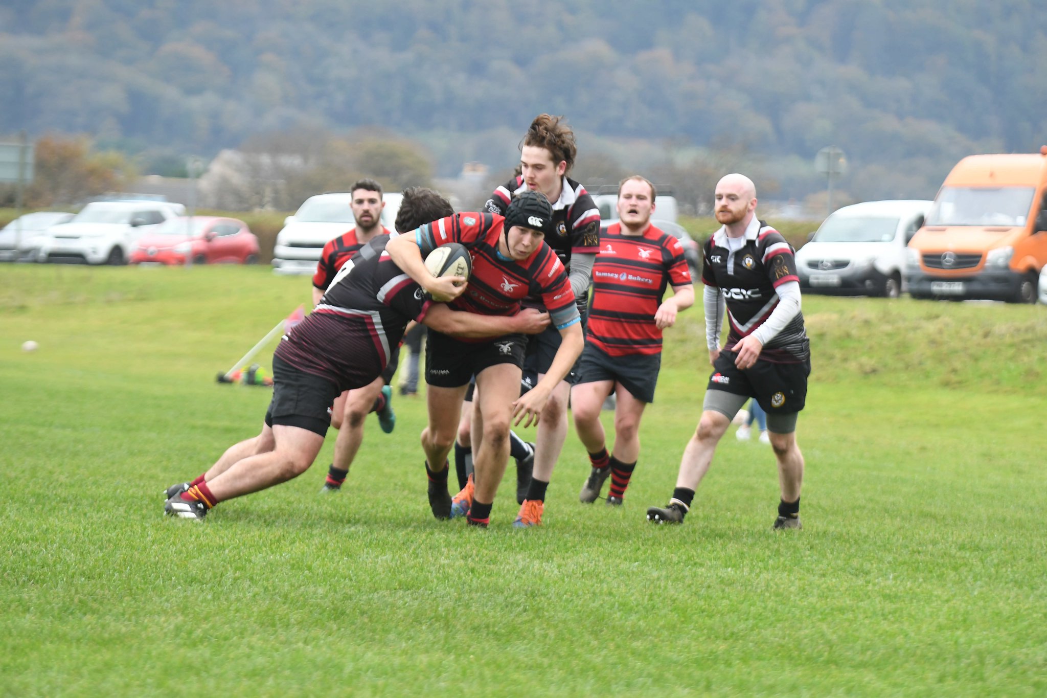Ramsey captain Josh Corteen in the thick of the action against Western Vikings (DK231028 (79))