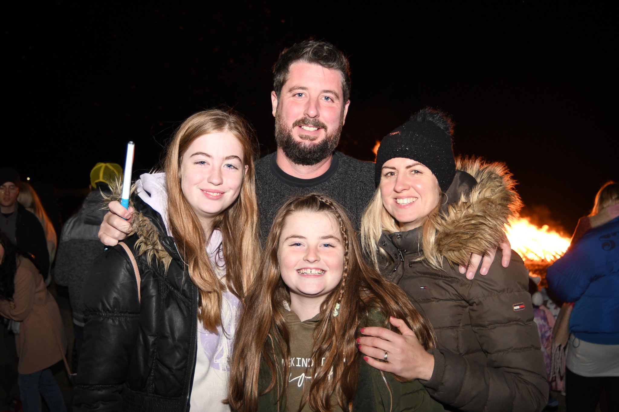 Bonfire and fireworks in Peel - pictured is the White family