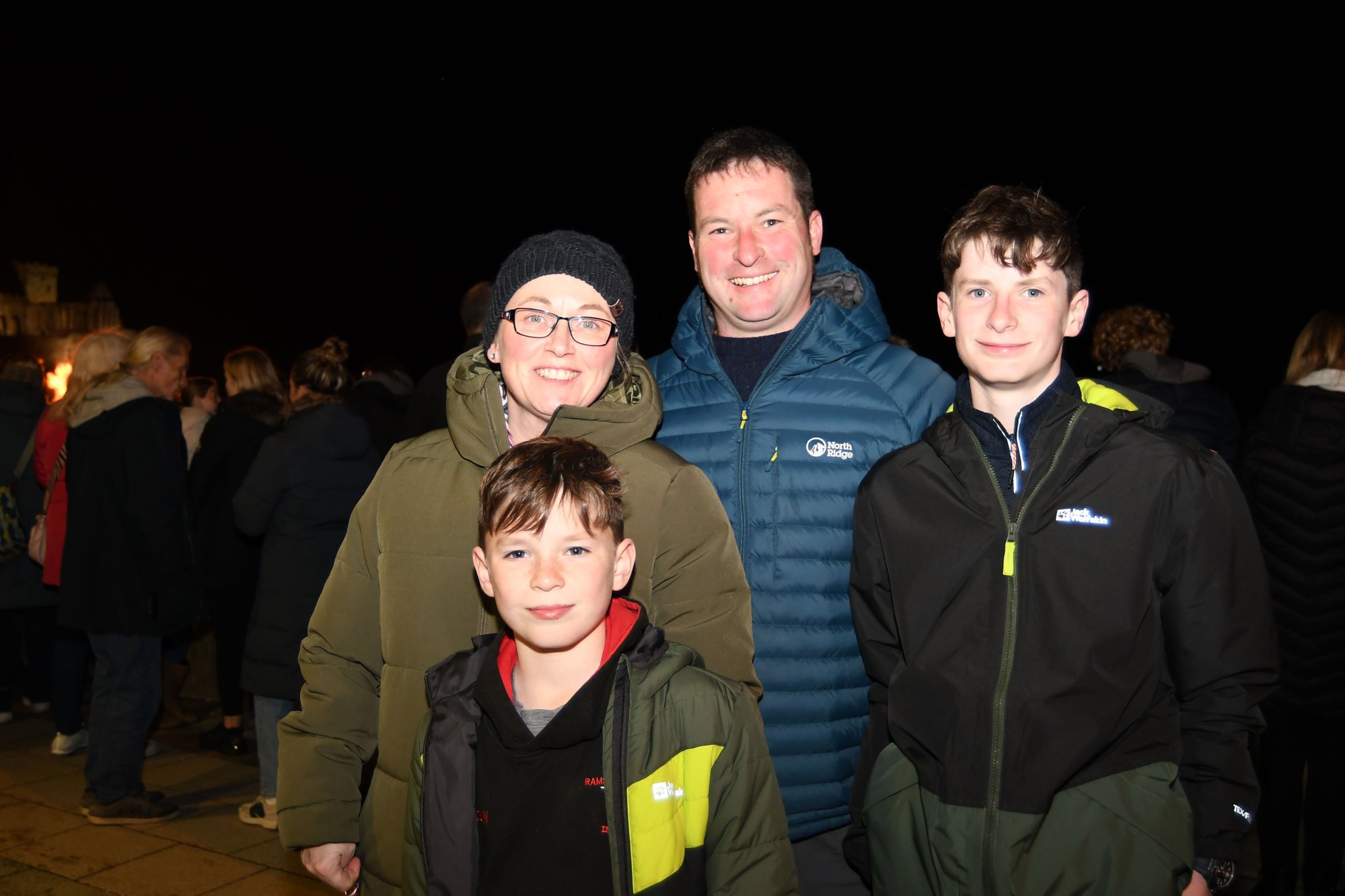 Bonfire and fireworks in Peel - pictured is the Speight family