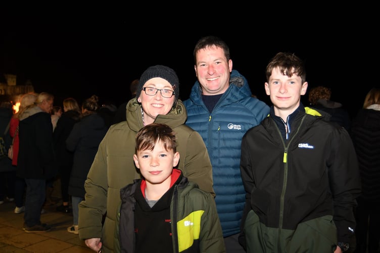 Bonfire and fireworks in Peel - pictured is the Speight family
