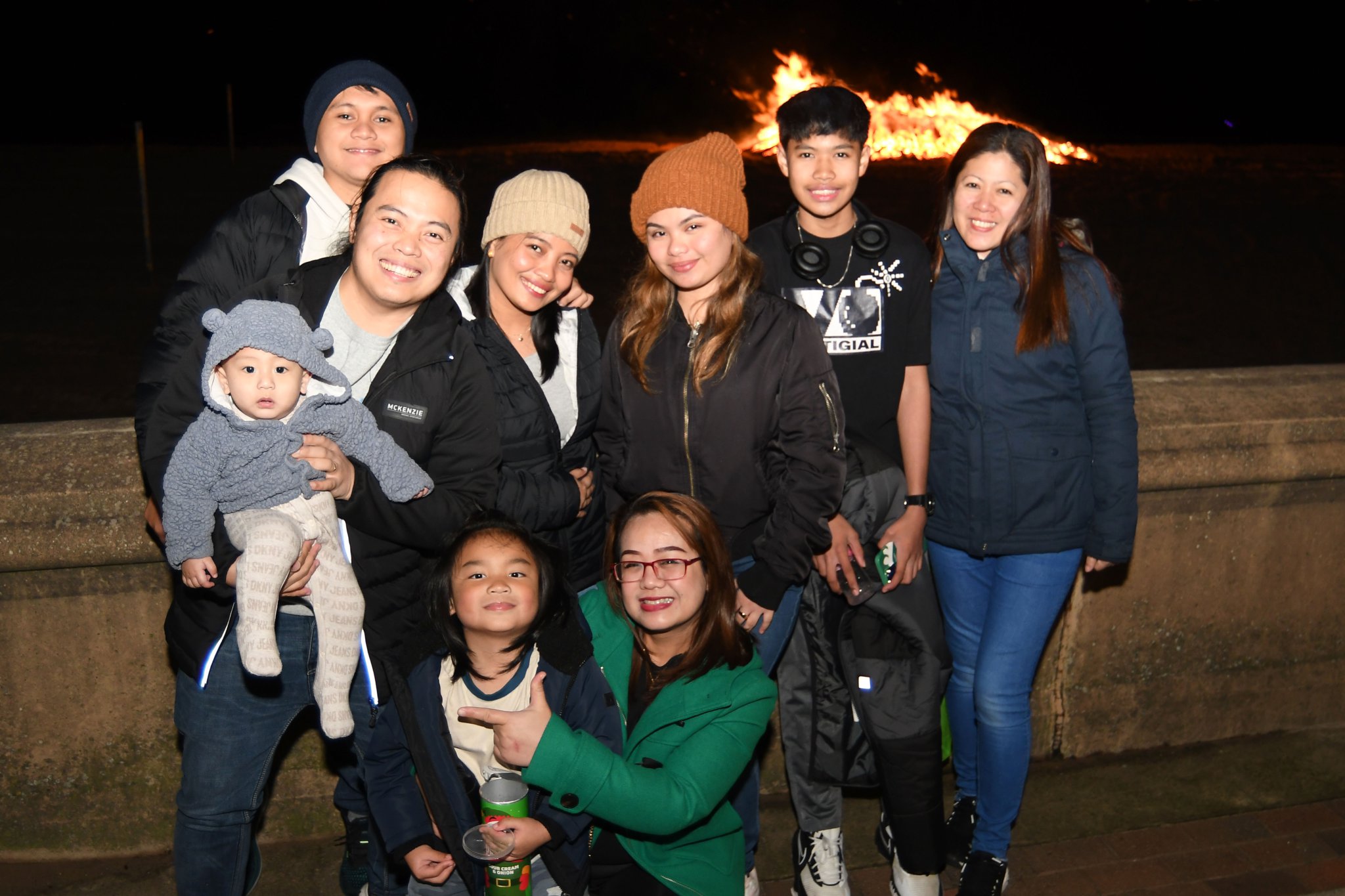 Bonfire and fireworks in Peel - pictured is the Banlawi family