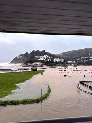 Parts of Seaton were left underwater during the storm
