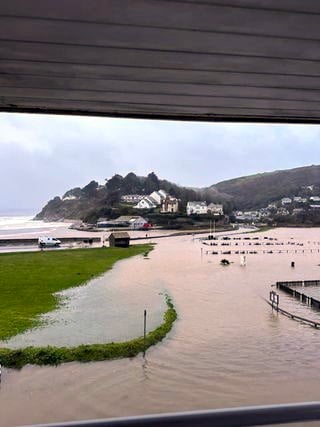 Parts of Seaton were left underwater during the storm