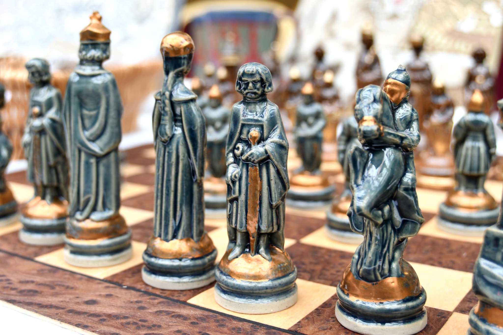 Manx Potters Fair at the Villa Marina Arcade - a chess set by Colleen Corlett