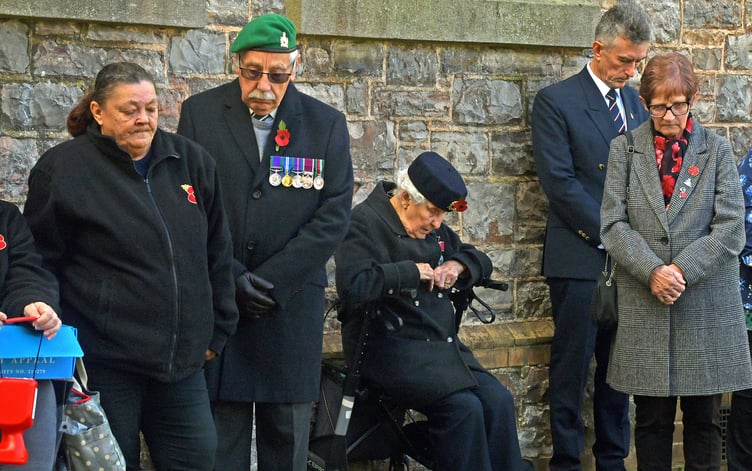Wellington centenarian and Royal British Legion member Madge Covey (centre) attending the dedication of the Field of Remembrance.
