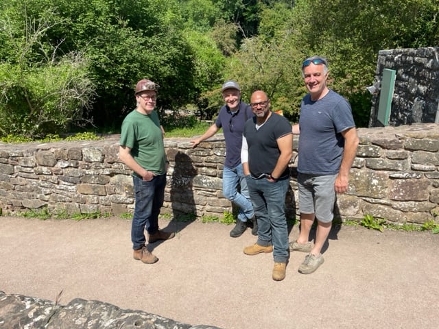 Some of the Checklist production crew on a visit to filming location Clearwell Caves