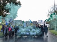 <p>Climate activists blocked an entrance to Farnborough Airport on Saturday, November 4, in opposition to the airport's expansion plans</p>