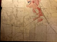 <p>An antiquated map showing the path of the Bordon Light Railway line south-east of Bentley</p>