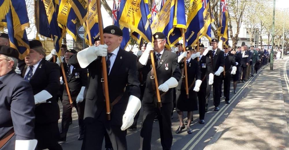 A Remembrance parade in Totnes