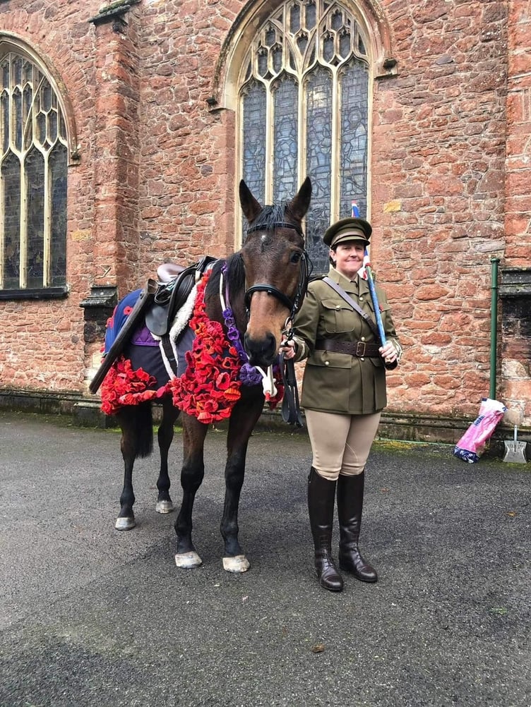 Claire Wilkinson and her horse Fly led a civic parade in Wiveliscombe on Remembrance Sunday.