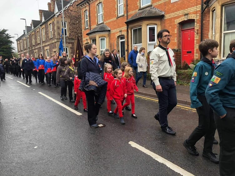 Guides, brownies, and rainbows in Wiveliscombe were among joined a Remembrance Sunday civic parade.