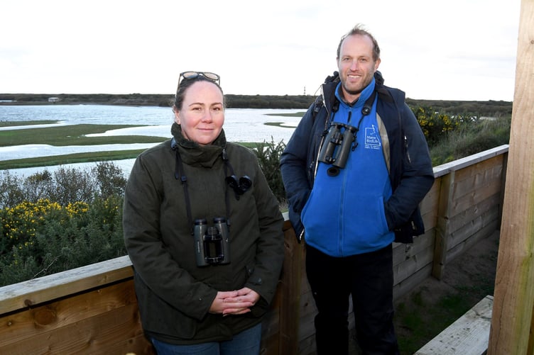 Manx BirdLife managing director Allison Leonard and reserve manager David Andrews