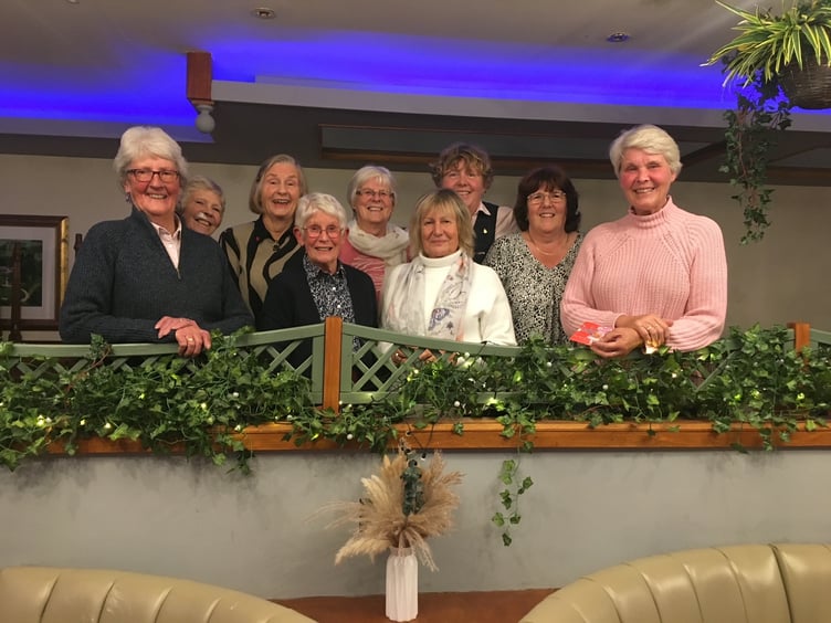Above: Orchardleigh Ladies who have won the monthly Medal and Stableford prizes during 2023.Below: Sarah Hynds (left) receiving a cheque on behalf of the Frome charity Purple Elephant from Loes de Kleuver.