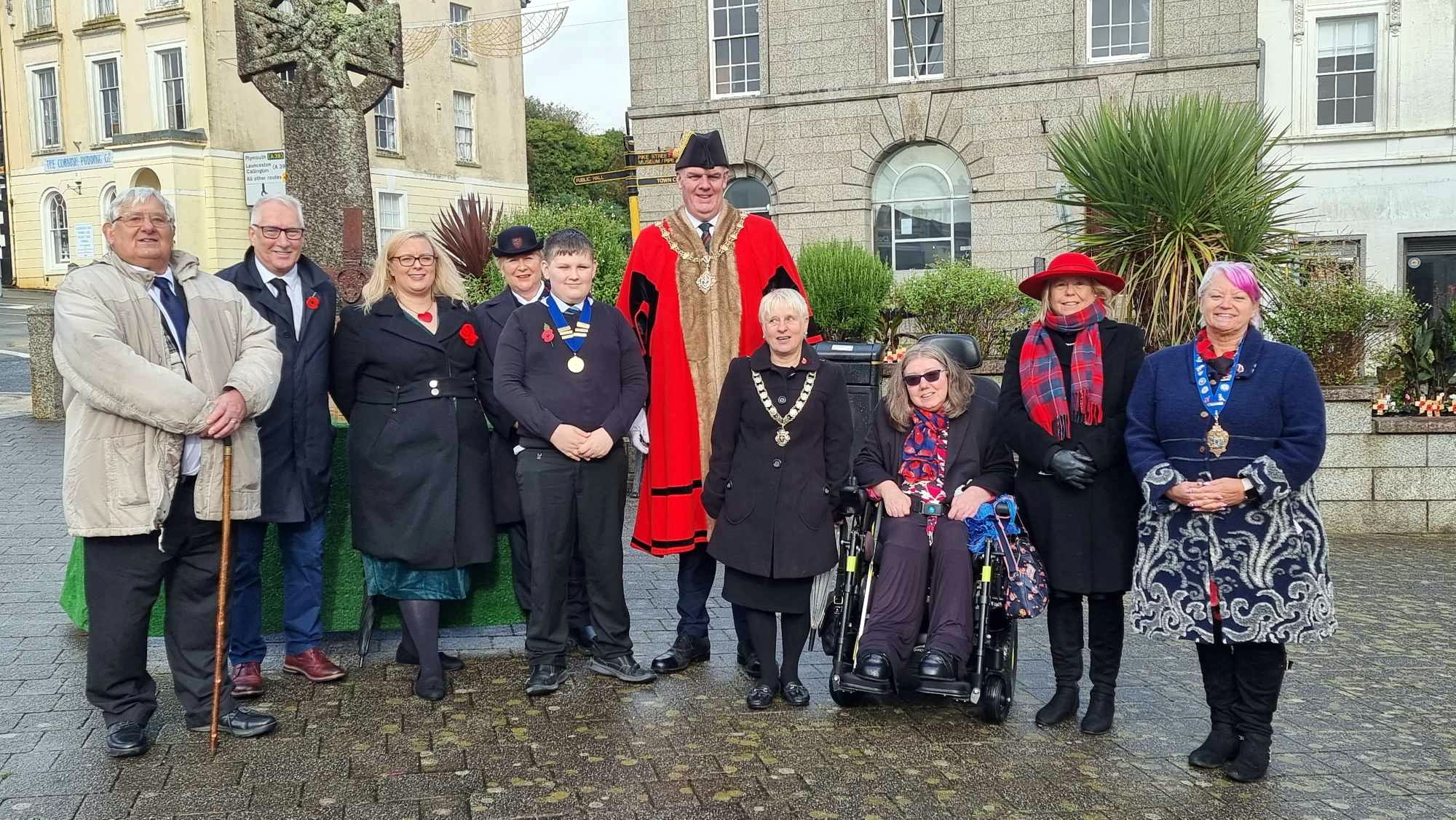 Members of the town council gather on the Parade during Remembrance Sunday