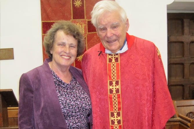 Revd Patrick O’Ferrall, who has given his final service as a clergyman, and wife Wendy in Tilford                               