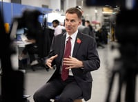 <p>Chancellor Jeremy Hunt is interviewed at Surrey Research Park in Guildford, after GDP statistics were released</p>