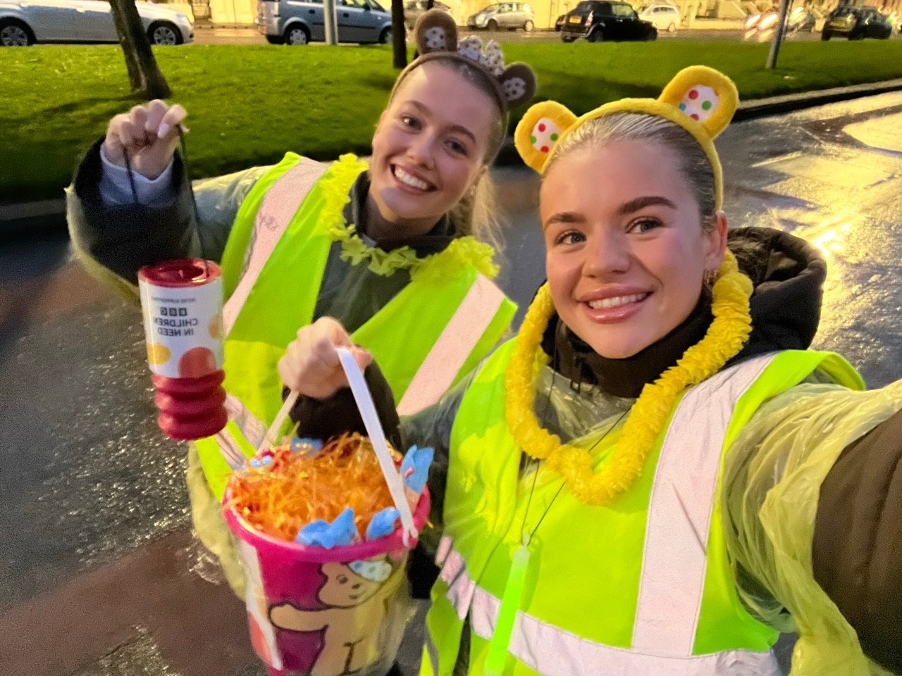 Millie Orton (right) and Ellen Shuttleworth (left) take a selfie during their fundraising walk