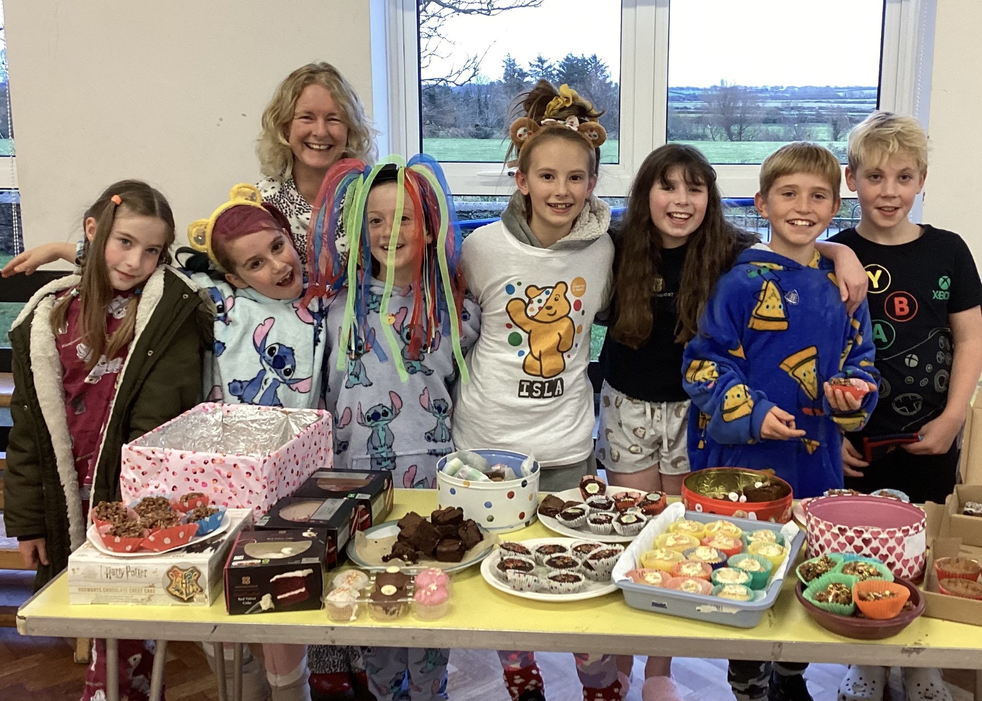 Arbory Primary School students put on a cake sale to raise money for Children in Need