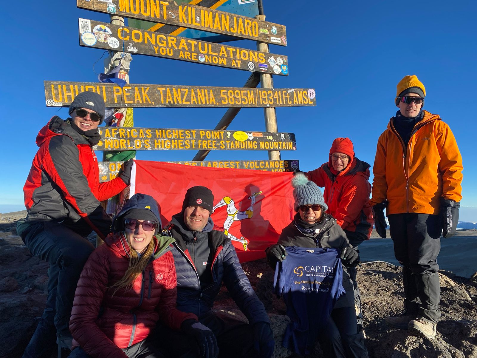 The Capital International Group on the summit of Kilimanjaro