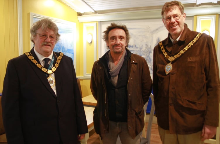 Richard Hammond with Somerset Council chairman Cllr Mike Best (left) and Taunton Mayor Cllr NickO'Donnell.