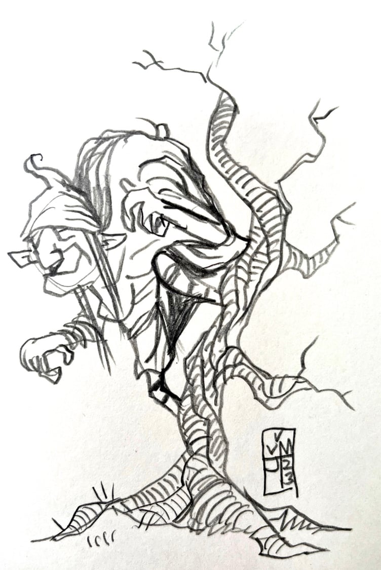 Juan Moore's latest show, Themselves, A humorous exhibition of 100 drawings of Manx fairies