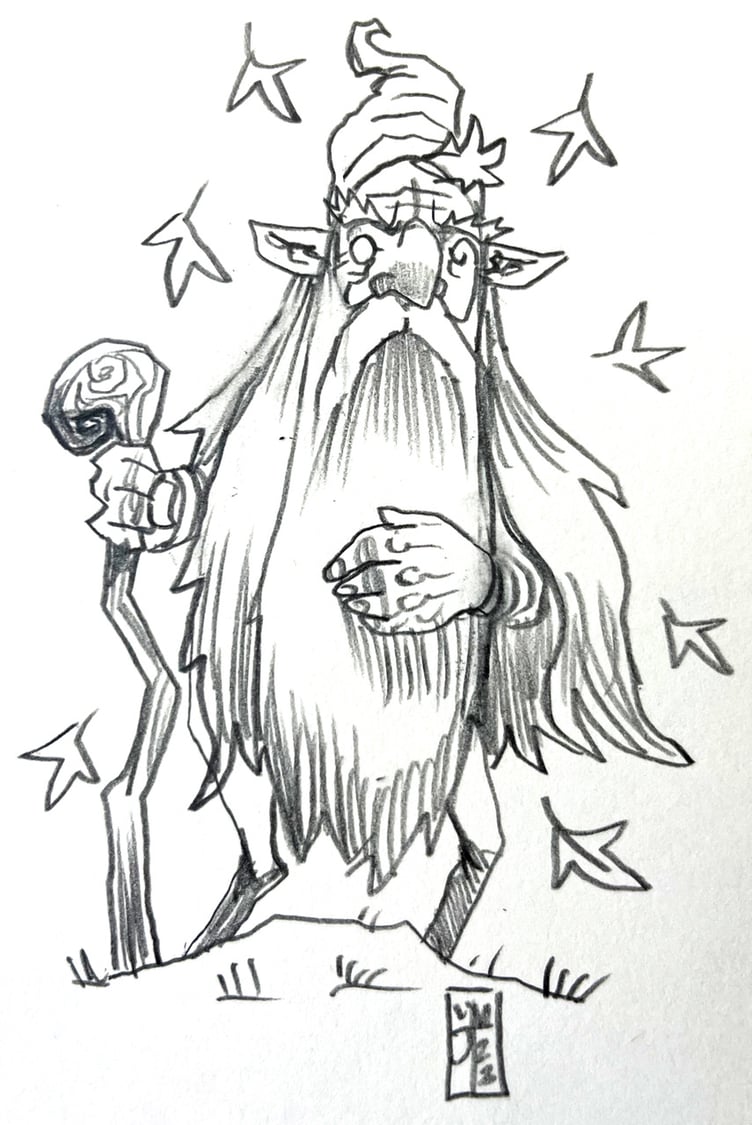 Juan Moore's latest show, Themselves, A humorous exhibition of 100 drawings of Manx fairies
