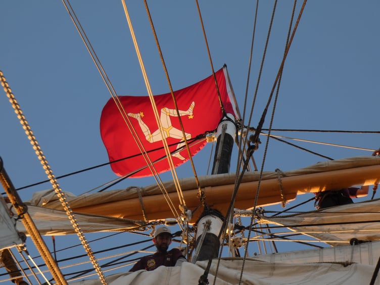 The Manx flag flies from Star of India