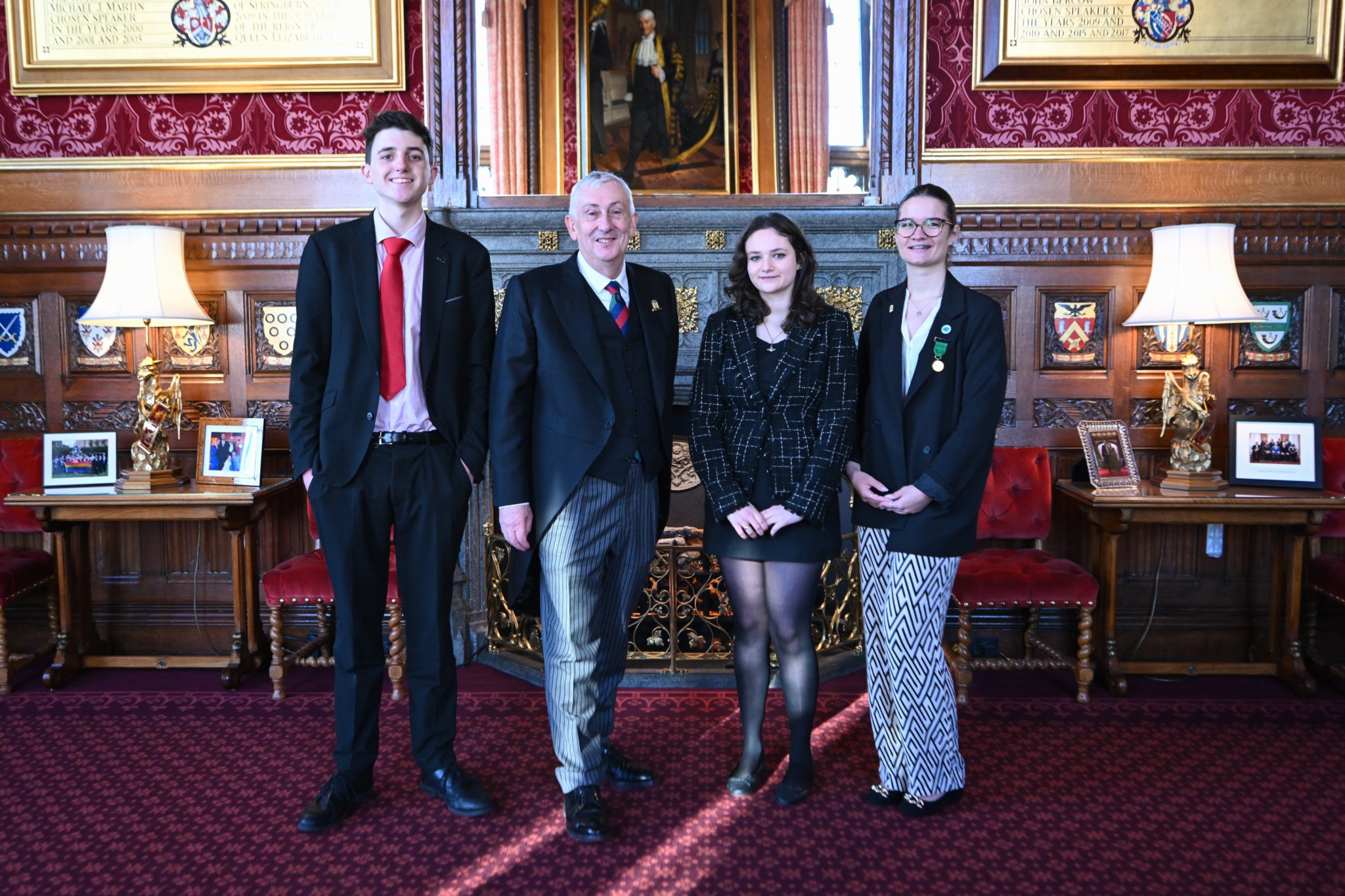(Left to right) Daniel Riley (Jersey representative), Speaker of the House Lindsay Hoyle, Anna Ridgeway (Isle of Man representative) and Neave Chatting-Tonks (Guernsey representative)