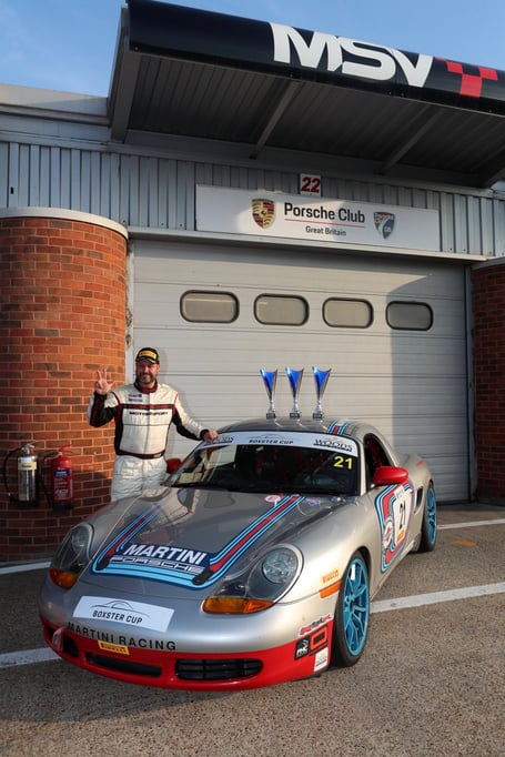 Farnham racing driver Jonny Lovell celebrates his title win