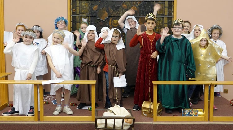 Children from Carbeile junior school performing the nativity