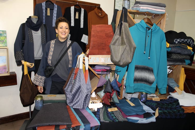 It was the first time that Makers Boutique and Workshop of Crediton had a stall at Sandford Craft Fair and favourite items purchased were vegan cork leather bags and reversible origami bags. AQ 0048