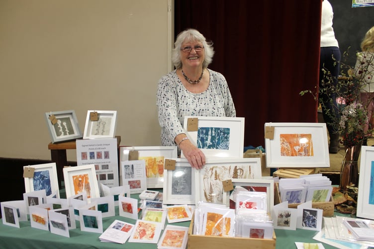 Jane Innes with her printed items, which sold well. AQ 0036