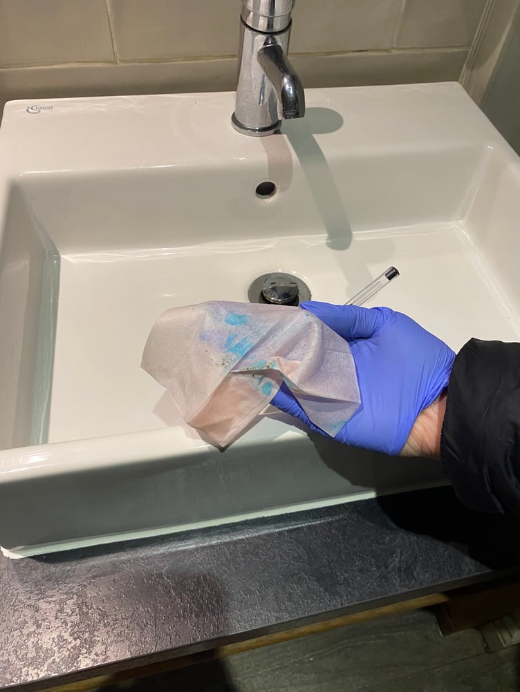 A positive test on one of the testing wipes