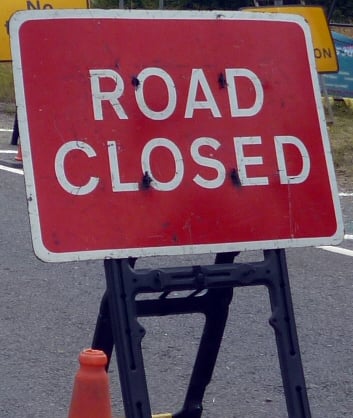 Road closed sign.