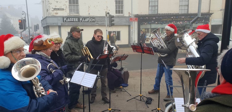 Members of Wellington Silver Band have been performing in the town centre on Saturday mornings.