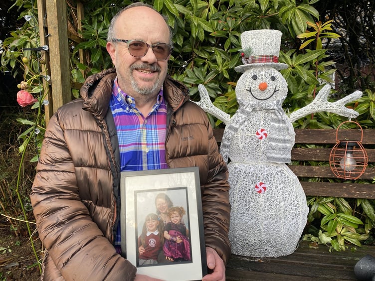 Jon Woodhouse & late wife sarah ( photo) in hospice lights garden