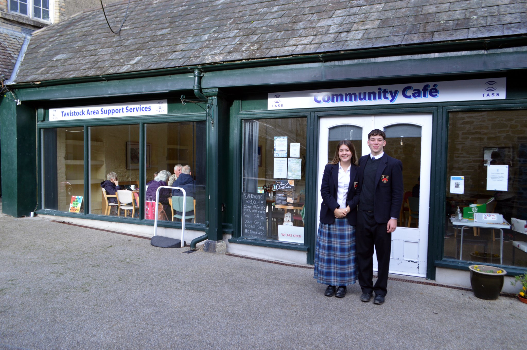 Brydan and Lottie are bringing the outdoor beauty of Tavistock indoors to brighten up TASS Community Cafe in the form of a giant mural they have designed, based on their sketch (below).