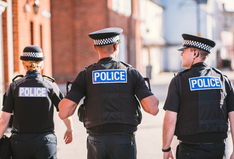 <p>Police officers on patrol
</p>