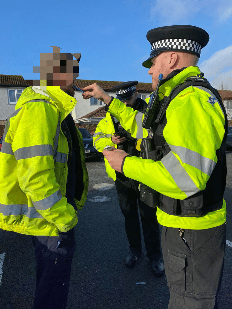 Sgt Dan Lewis conducting road side drug wipe