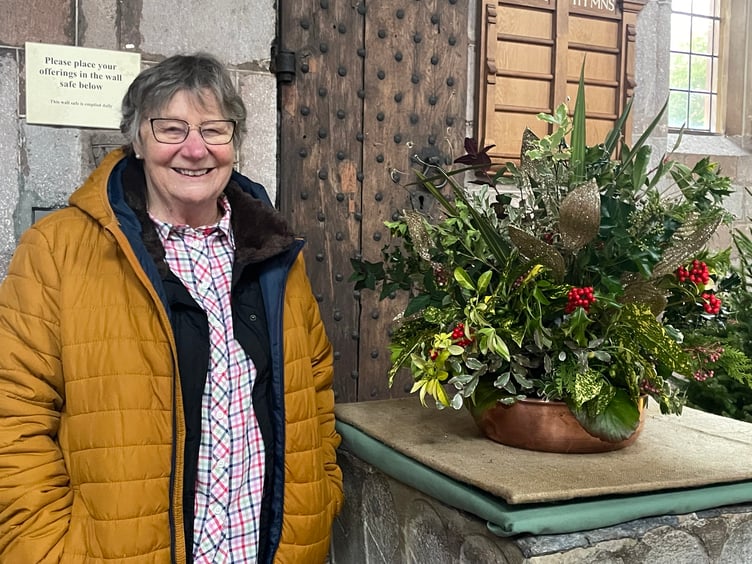 One of the displays created by a member of the church flower club. AQ 1424