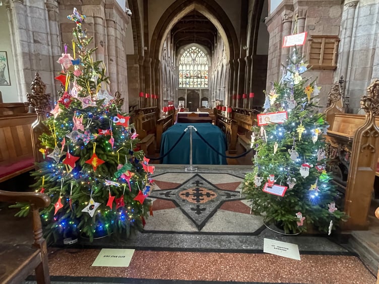 Some of the trees at Crediton Parish Church Christmas Tree Festival. AQ 1492