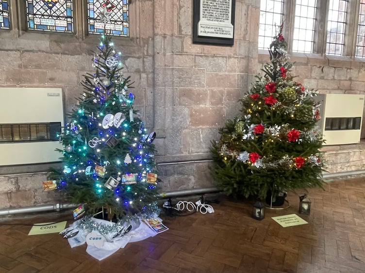 Some of the trees at Crediton Parish Church Christmas Tree Festival. AQ 1461