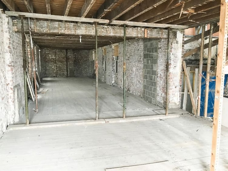 The upstairs of the Peveril Buildings